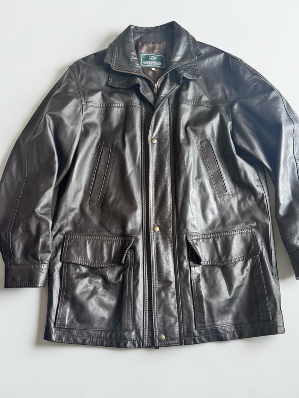 Caesar Italian Leather Jacket Mens Large Brown Firenze Vintage